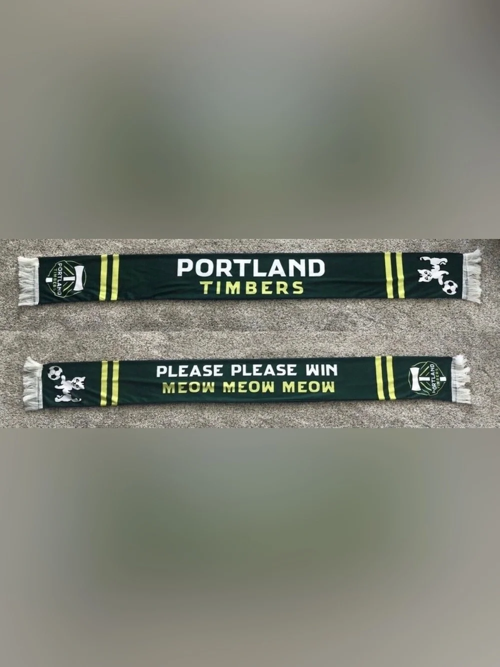 Portland Timbers Army Portlandia Please Please Win Meow Meow Meow Soccer Scarf